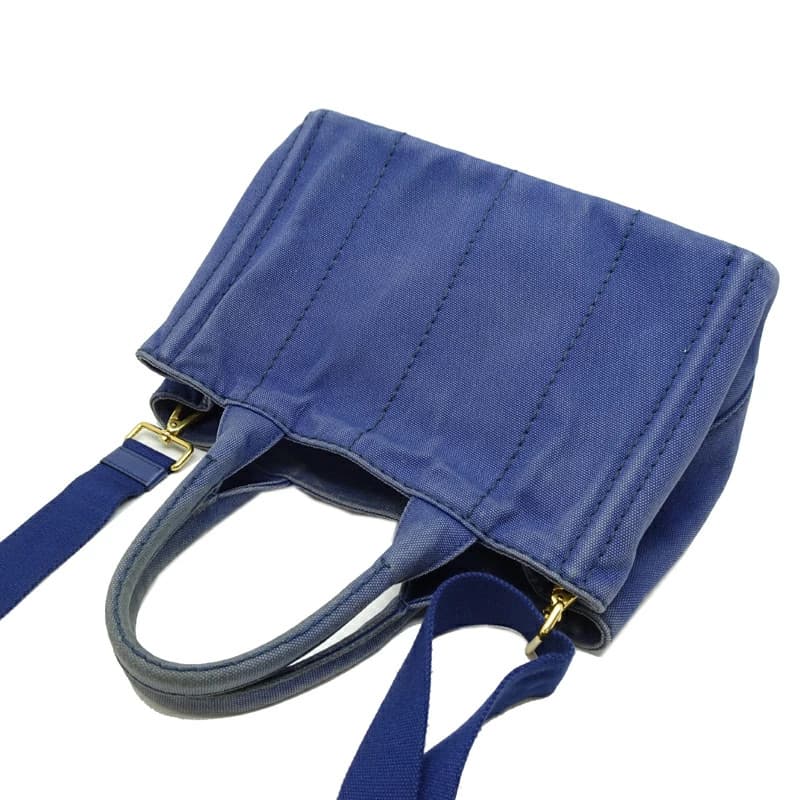 Prada Canapa PM 1BG439 Blue Canvas Tote Bag Vintage Authentic thumbnail 4