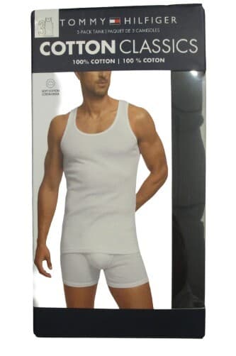 3 TOMMY HILFIGER RIBBED TANK TOP BLACK GRAY WHITE S M L XL XXL COTTON T-SHIRTS