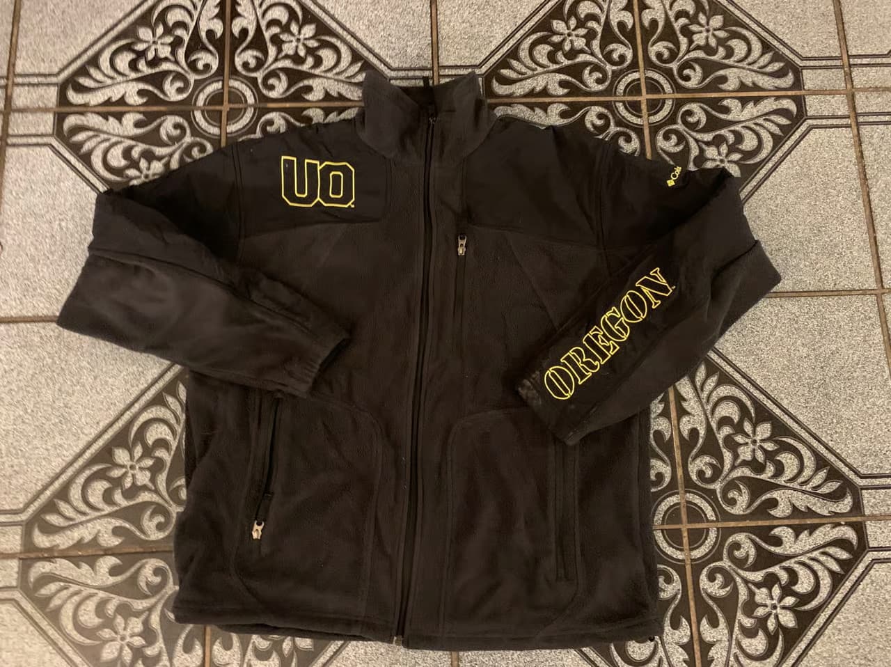 Columbia  Oregon Ducks Mens Fleece Jacket Full Zip Gray Size Large fleece