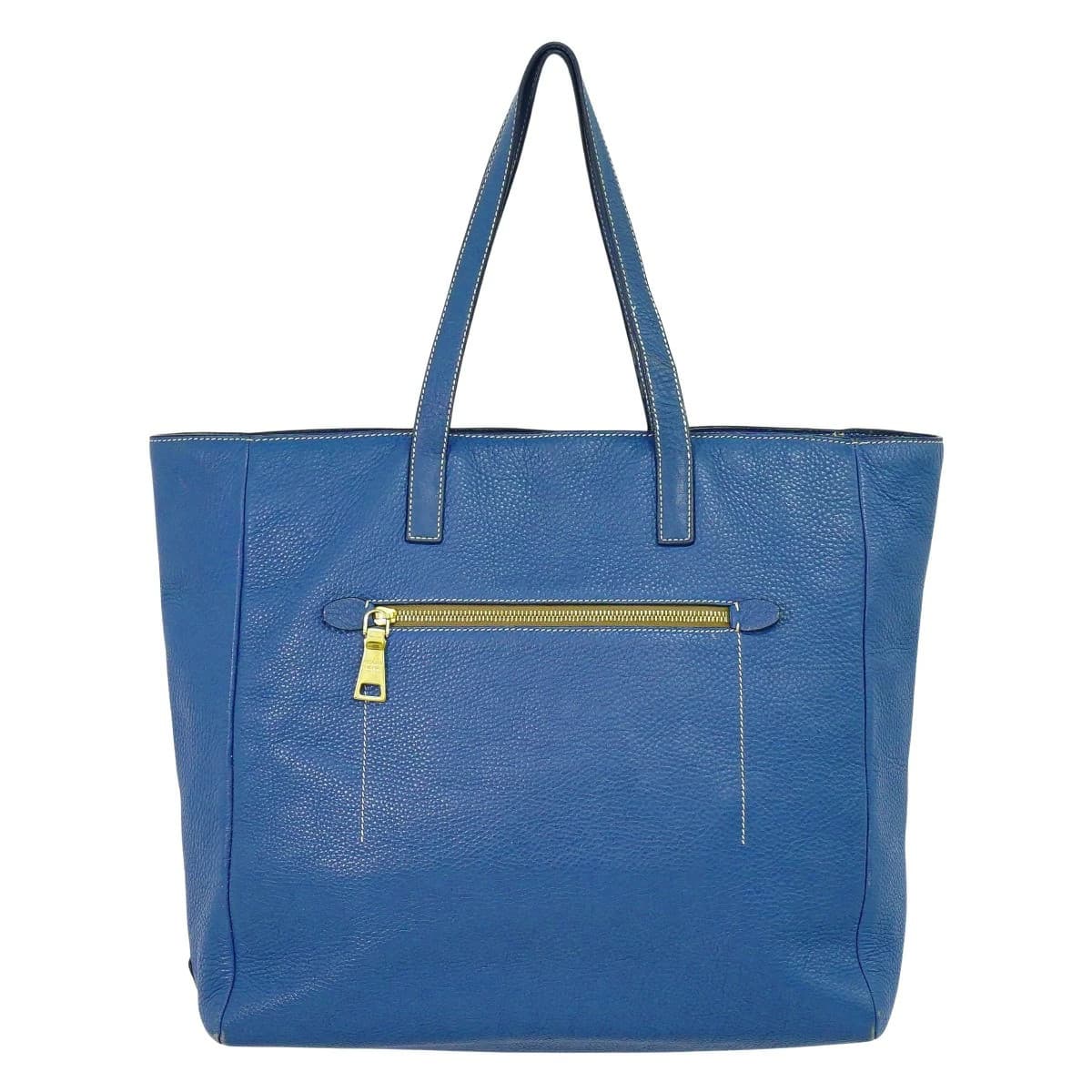 Prada Blue Leather Shoulder Bag Zip Closure Vintage Authentic