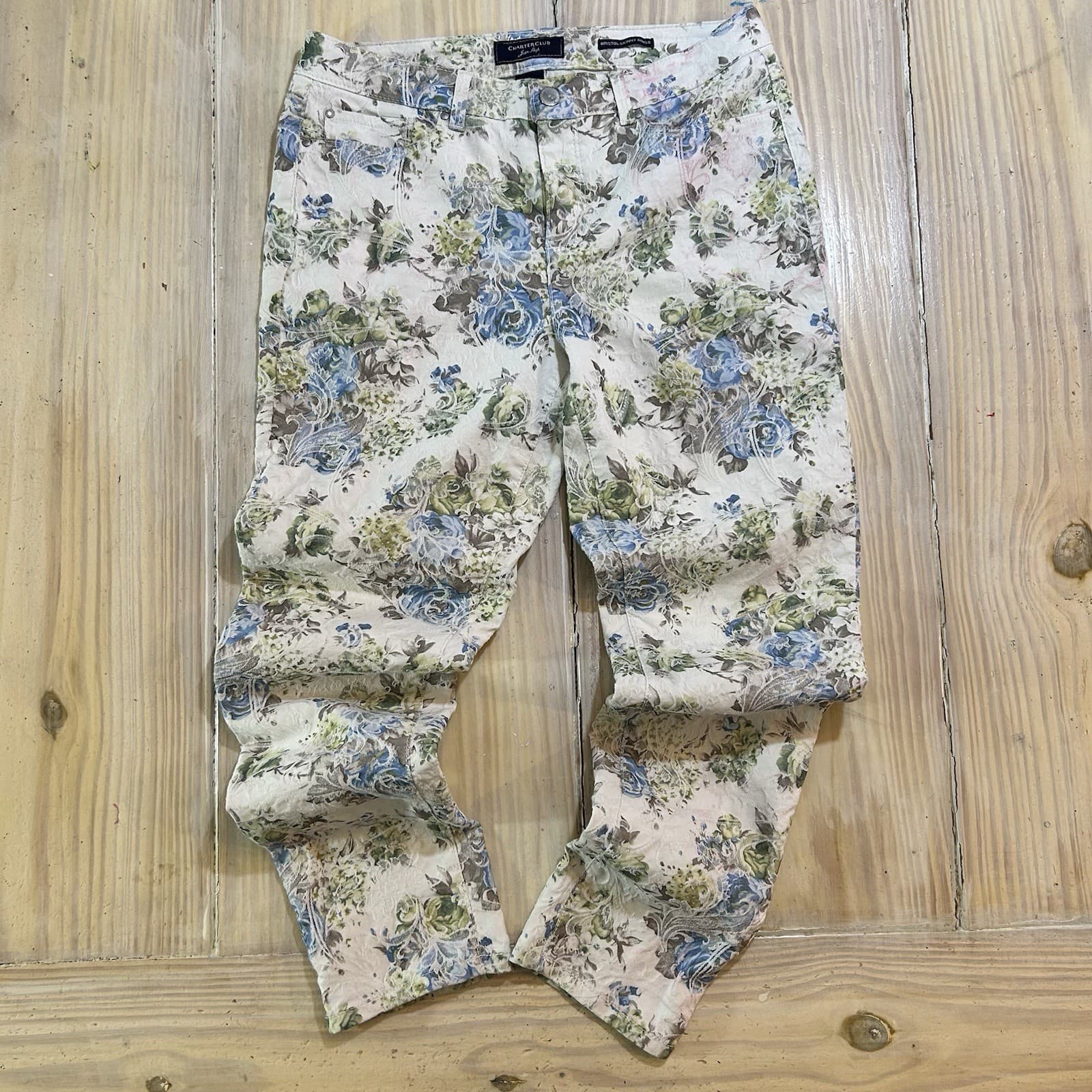 Charter Club Floral Skinny Ankle Jeans Sz 6 Garden Indie Cottagecore Tapestry