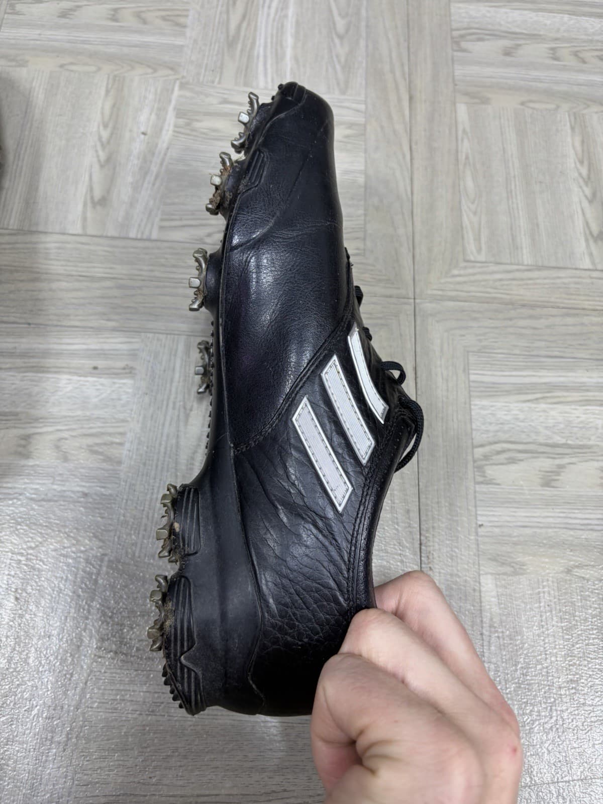 Adidas Adizero Tour Men's 8.5 Black Leather Lace Up Golf Shoes (674912) Cleats thumbnail 11