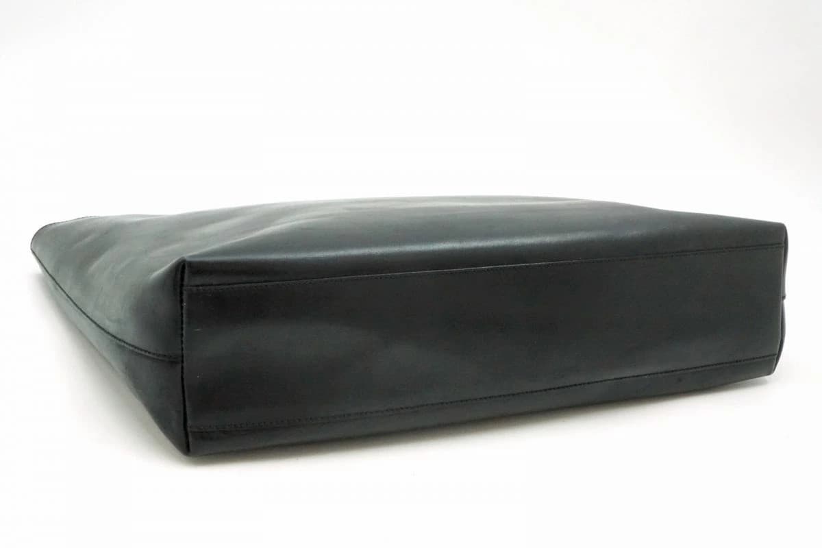 Prada Metal Handle Leather Tote Bag Black Vintage Authentic thumbnail 4