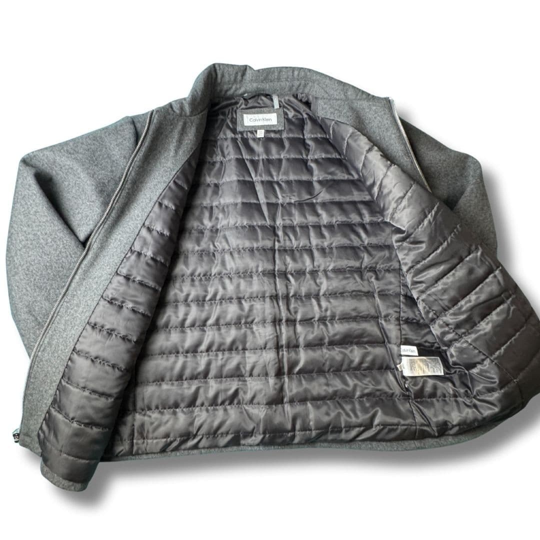 Calvin Klein Wool Blend Zip Jacket Mens XXL Gray Quilted Lined Coat Outerwear thumbnail 8