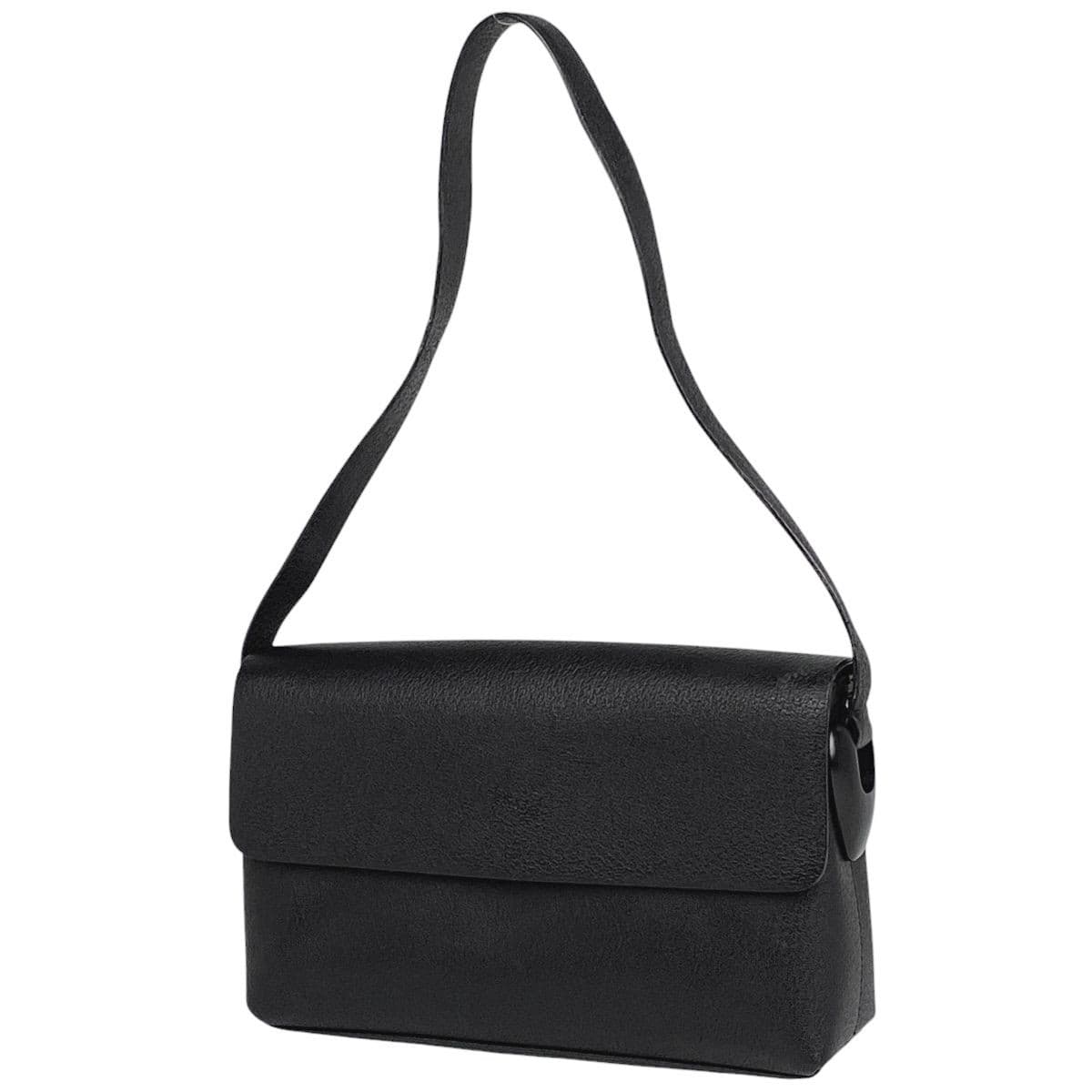 Gucci Vintage Shoulder Bag Classic Logo Black Leather Flap 90s Style From Japan