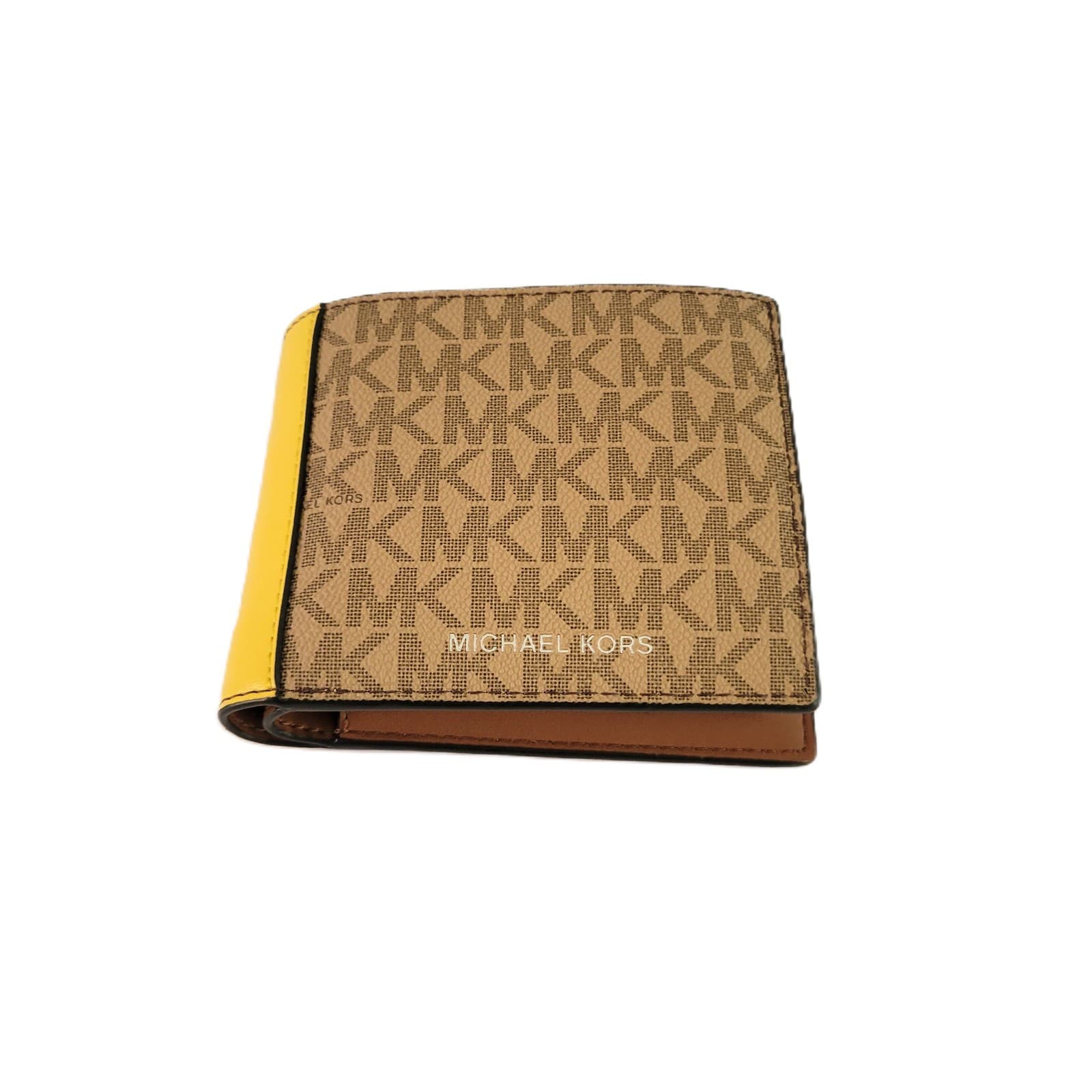 Michael Kors Cooper Billfold Passcase Wallet Bifold Daisy Yellow MK Logo thumbnail 4