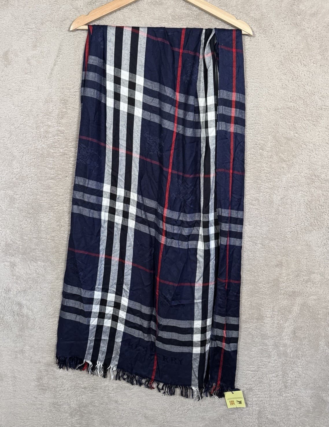 Burberry London 100% Cashmere Plaid Scarf Shawl  New Blue Plaid 
