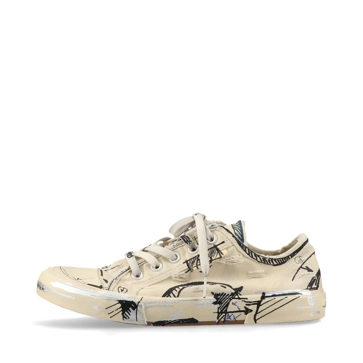 Balenciaga Fabric Sneakers 26cm Men's Ivory 688754 PARIS Damage processing paint