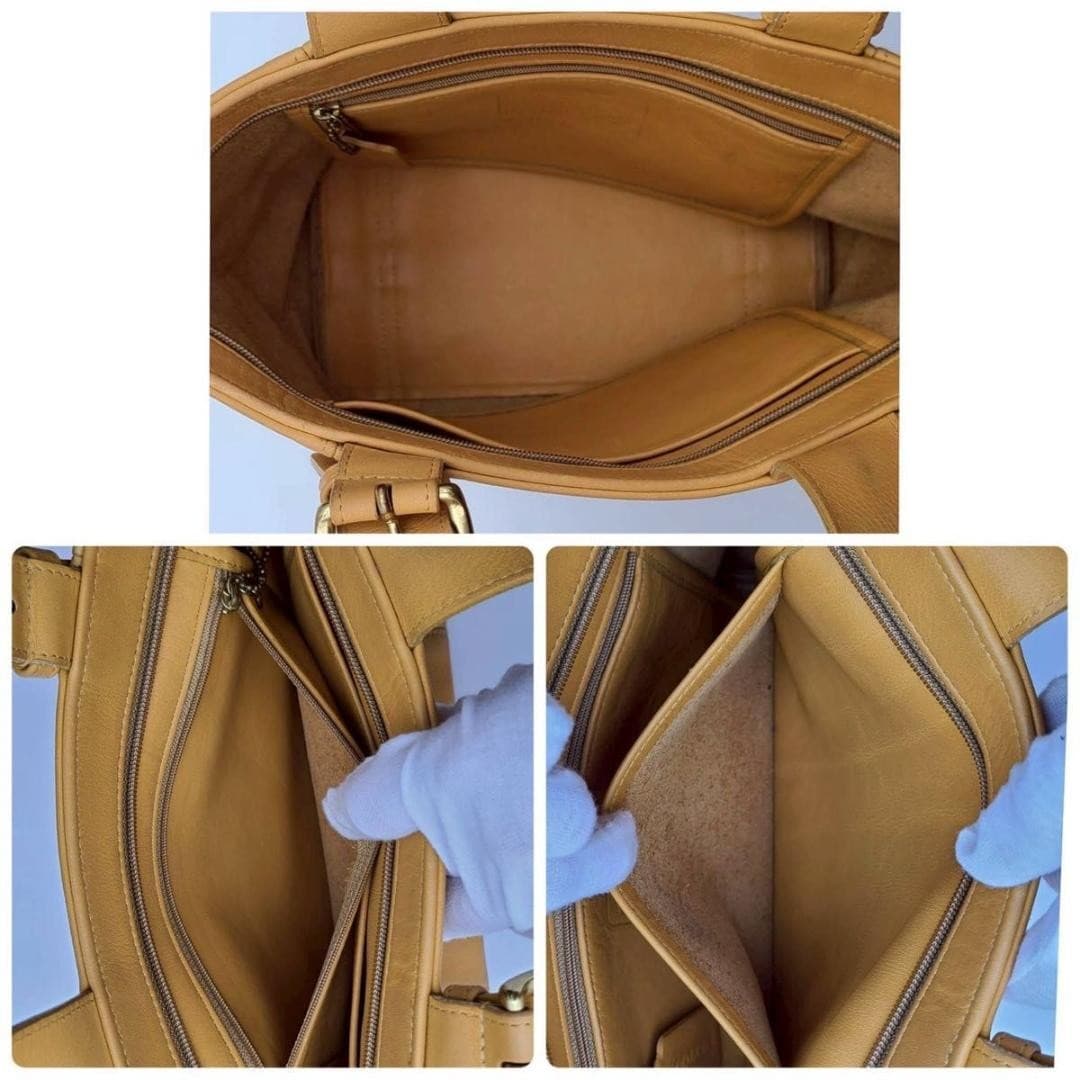 COACH 4133 Vintage Tote Shoulder Bag Ziplock Leather Beige Gold Hardware Japan thumbnail 11