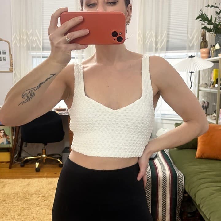 NWT ZARA White Textured Strapless Cropped Sweetheart Neckline Tank Top - Small