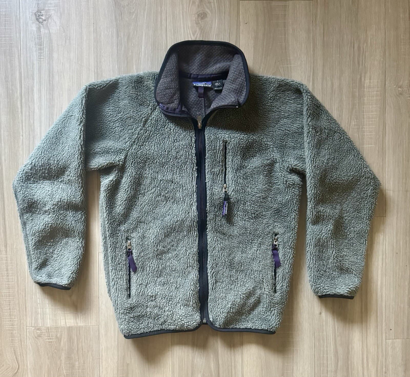 1997 Vintage Patagonia Made In USA Retro Pile Cardigan Green Size Small