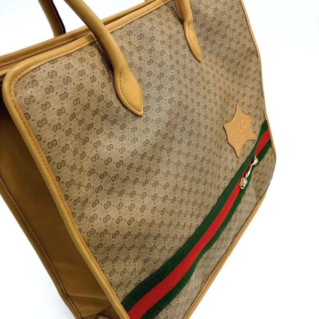 GUCCI 24.02.3858 Old Gucci Micro GG Sherry Line Tote Bag PVC Brown Made in Italy thumbnail 21