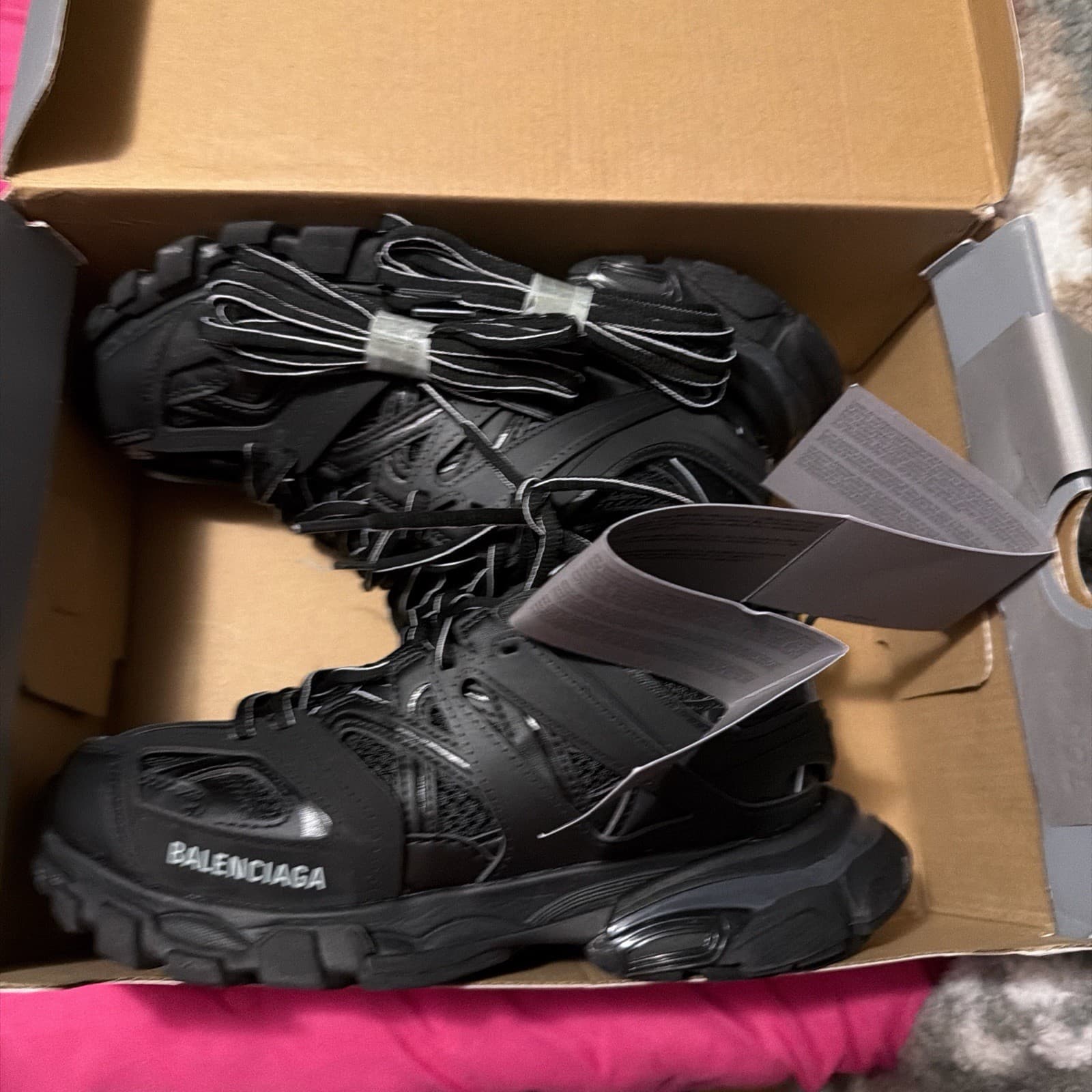 Balenciaga Track Black Lace Up Men's Low Top Athletic Sneakers Casual Gym