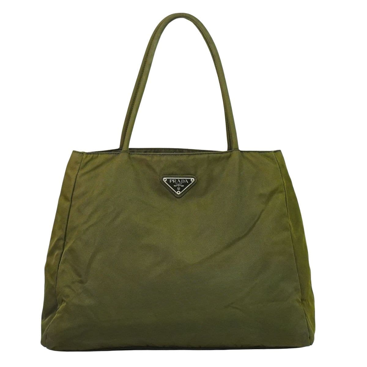 Prada Nylon Khaki Tote Bag Italy Made Vintage Authentic