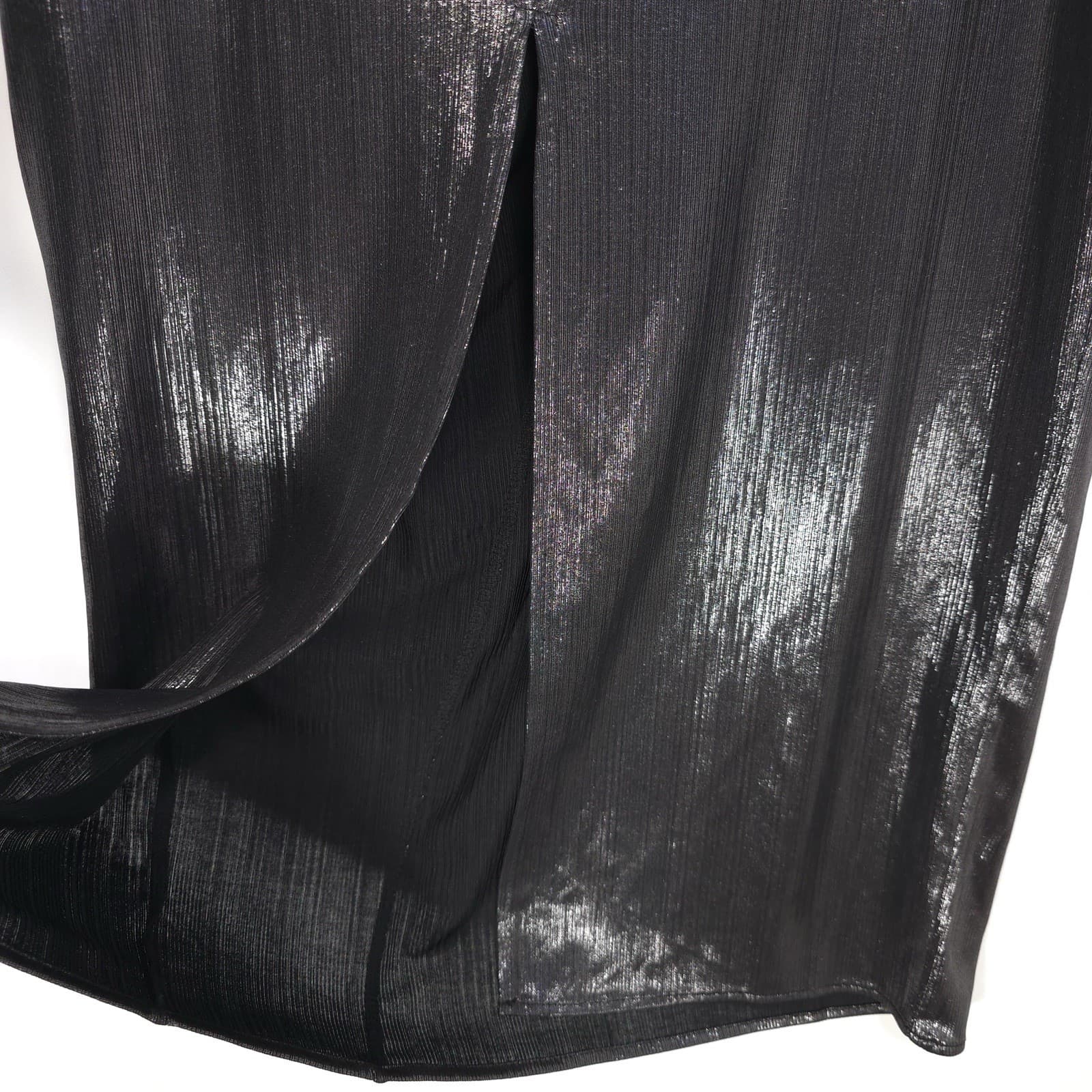 ZARA New Ruched Draped Metallic Shiny Gathered Midi Skirt Back Slit 4770/629 M thumbnail 12