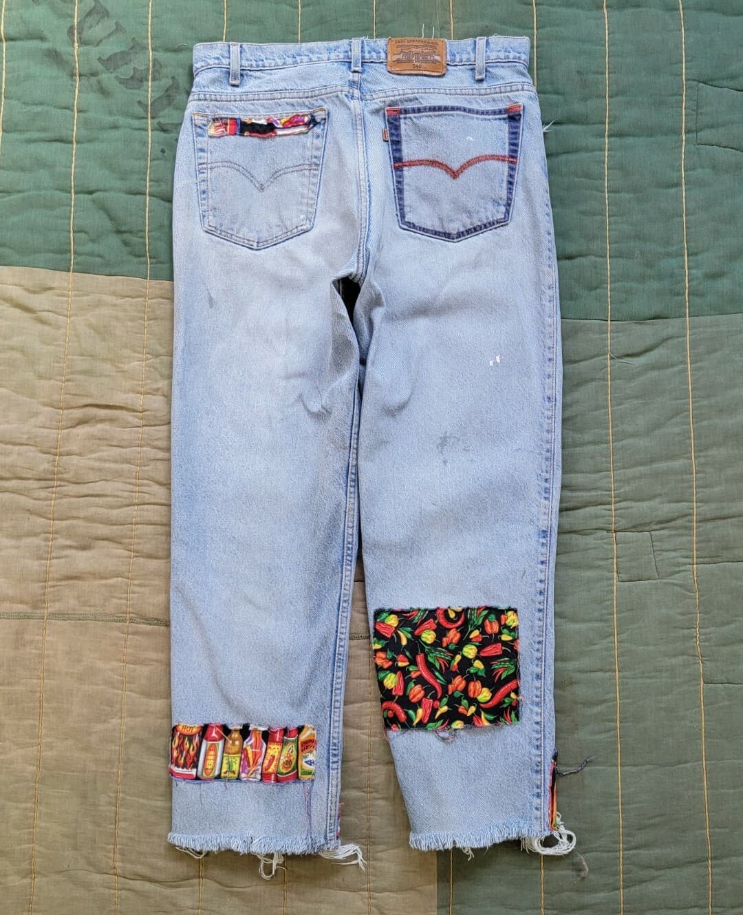 Vintage 1990s Levi's 540 Custom Hot Sauce Blue Denim Jeans sz 33