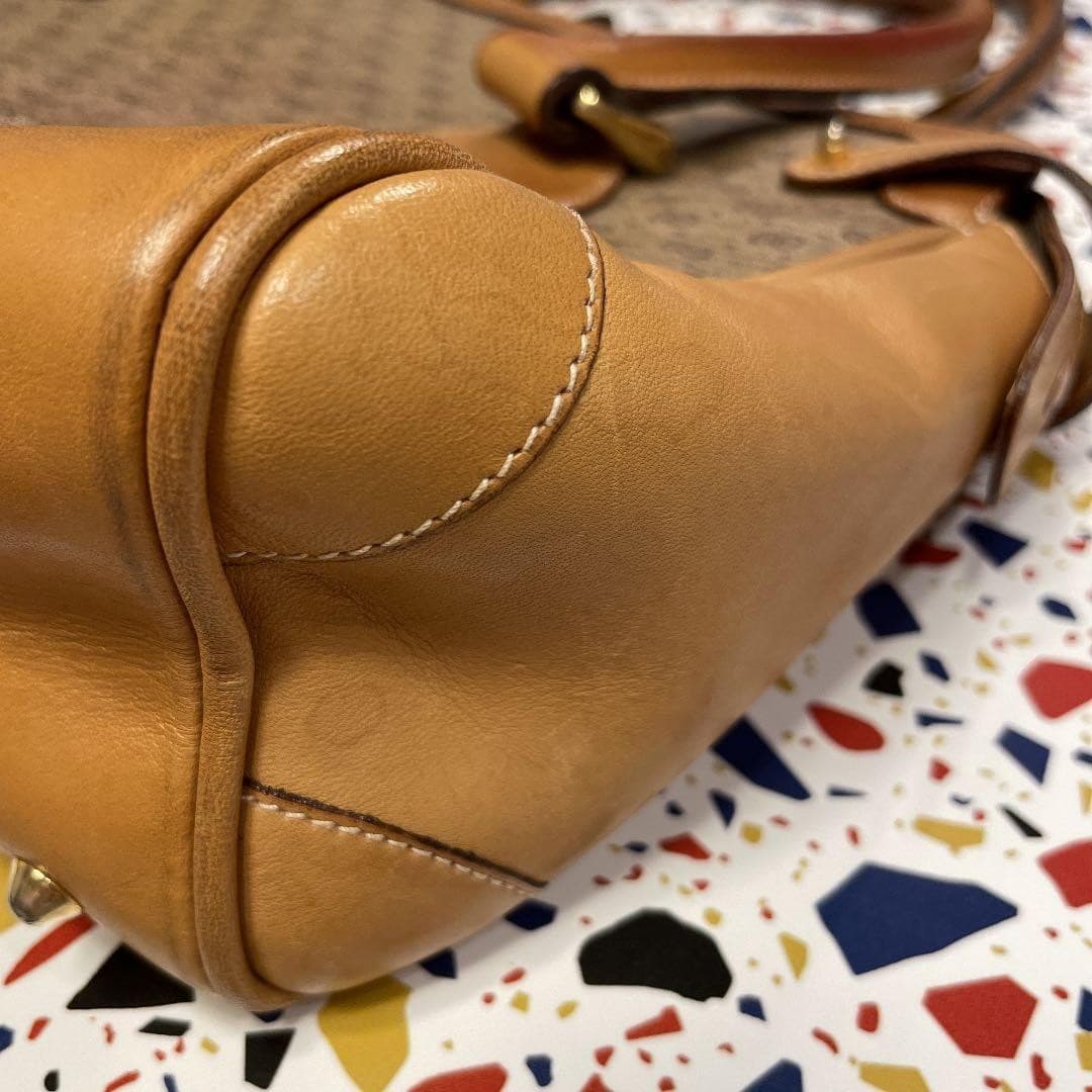 GUCCI GG Hand Bag Leather Brown Beige Gold Hardware Logo From Japan PVC thumbnail 24