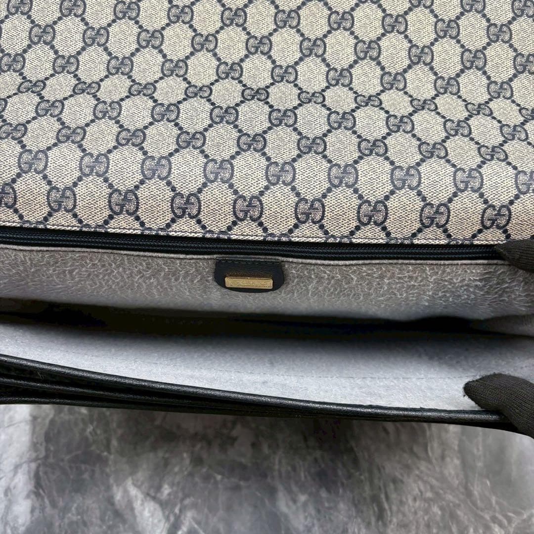 GUCCI GG Leather PVC Business Handbag Navy Beige Made in Italy From Japan thumbnail 15