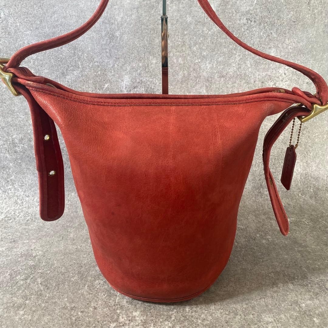 COACH 9953 Vintage Bucket Shoulder Bag Ziplock Leather Red Gold Hardware Japan thumbnail 3