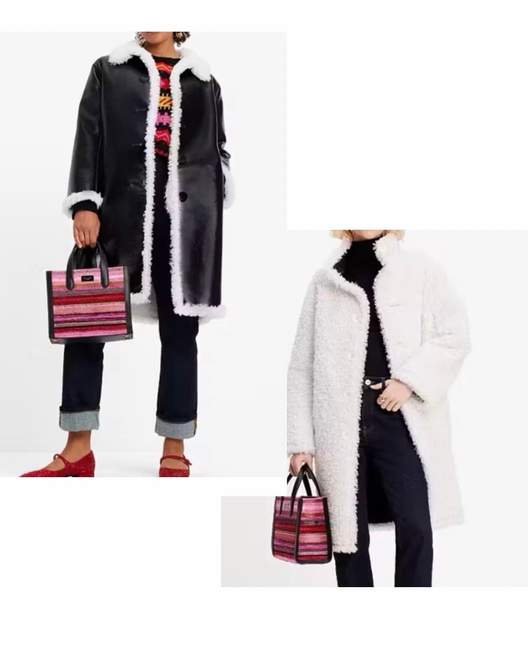 Kate Spade - Reversible Faux Patent Shearling Coat - Size Small - NWT MSRP $598