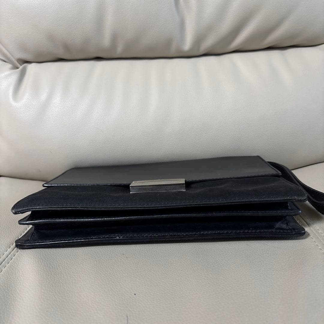 GUCCI Vintage 1990s Clutch Bag Pouch Leather Canvas Black Silver From Japan thumbnail 6