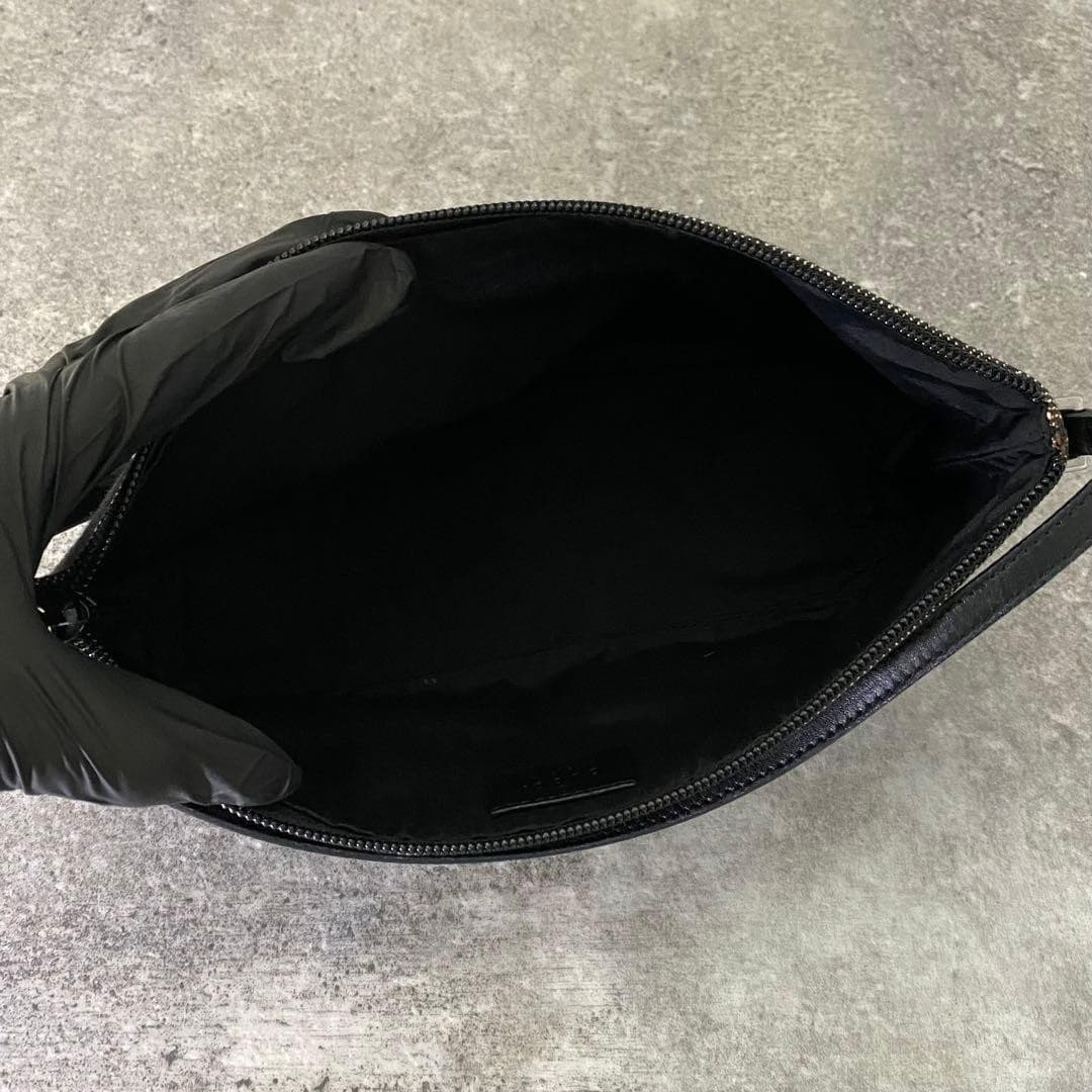 GUCCI 07198.2123 GG Canvas Denim Accessory Pouch Leather Black LogoFrom Japan thumbnail 19