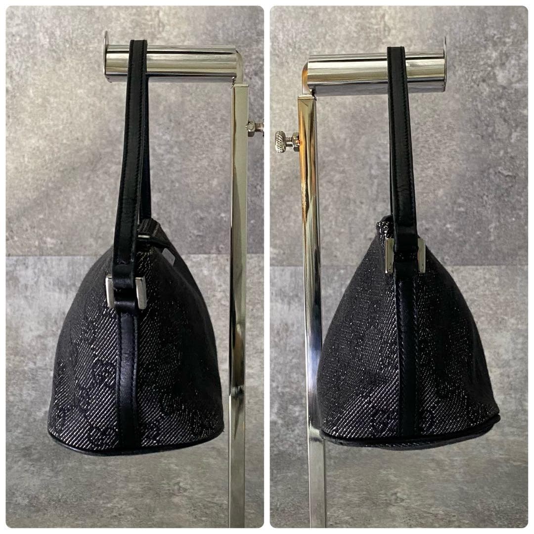 GUCCI 07198.2123 GG Canvas Denim Accessory Pouch Leather Black LogoFrom Japan thumbnail 15