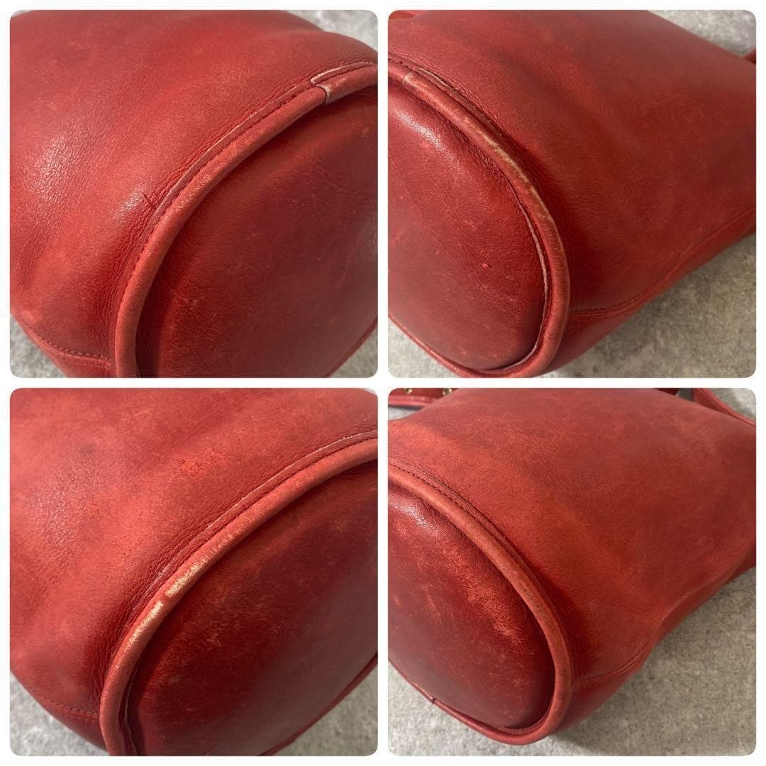 COACH 9953 Vintage Bucket Shoulder Bag Ziplock Leather Red Gold Hardware Japan thumbnail 6