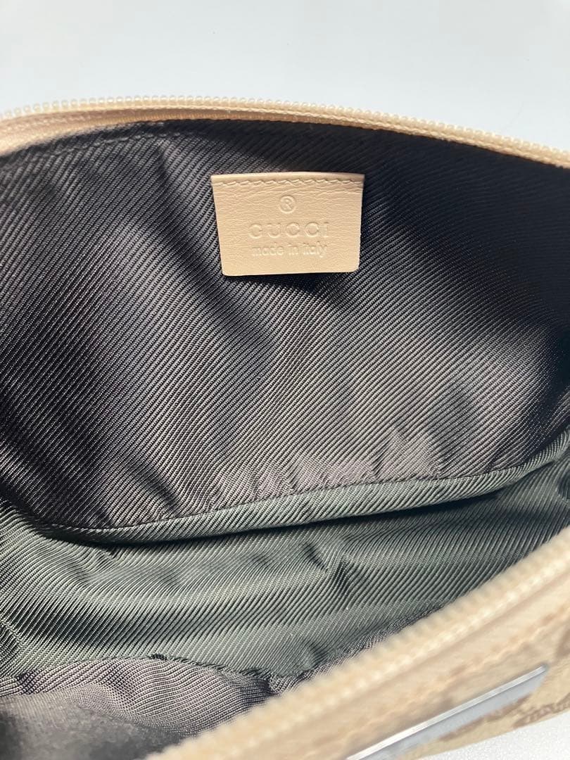 GUCCI GG Mini Handbag Accessory Pouch Canvas Beige Brown C0201 Logo From Japan thumbnail 6