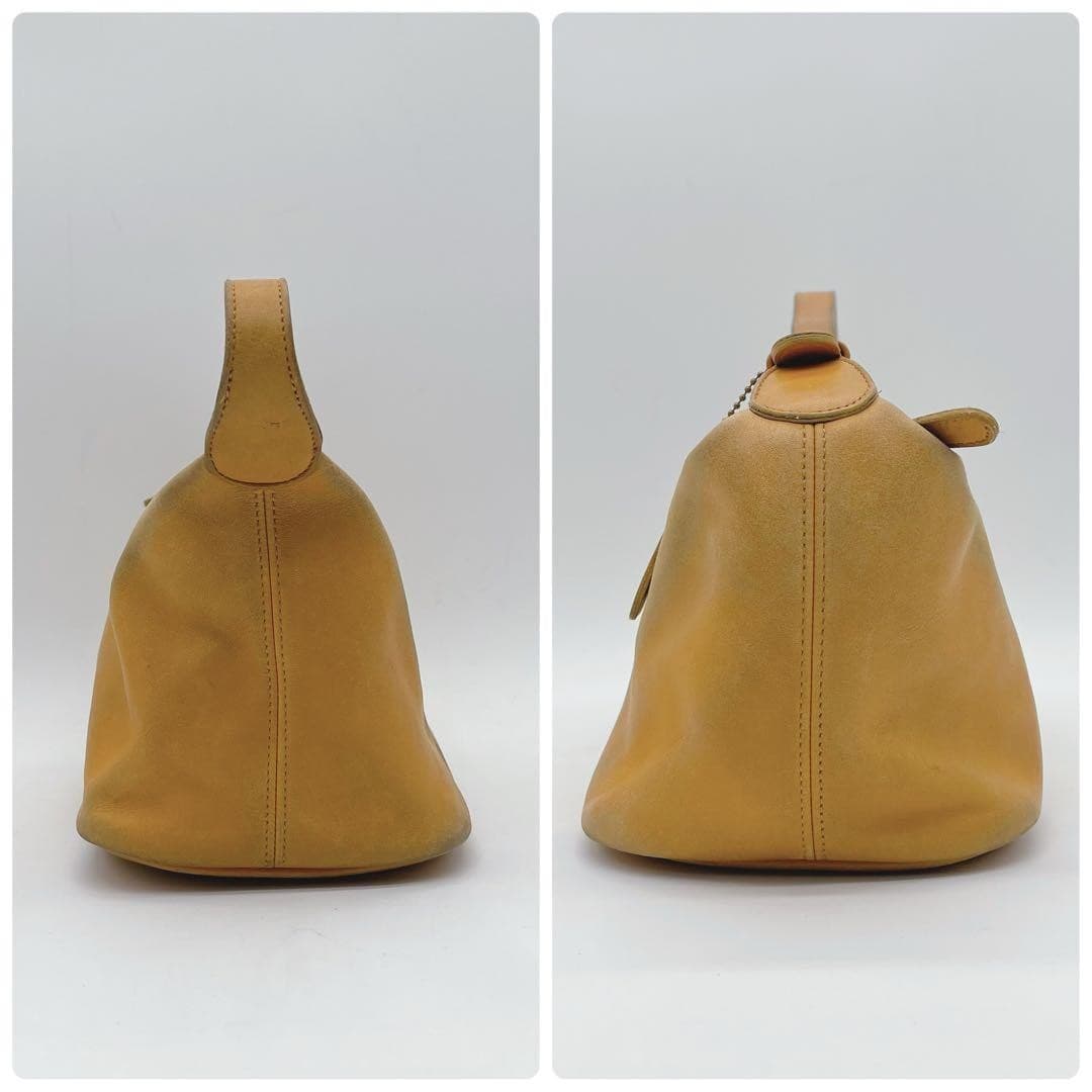 COACH 4145 Vintage Accessory Pouch Hand Bag Ziplock Leather Beige Gold Hardware thumbnail 6