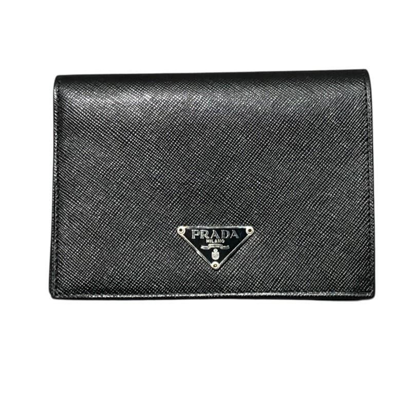 Prada Saffiano Card Case 1MC122 Black Leather Purse Vintage Authentic