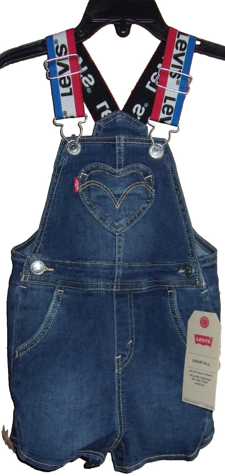 LEVI'S One-Piece Denim Bib SHORTALL Size: 18 Months NWT $27