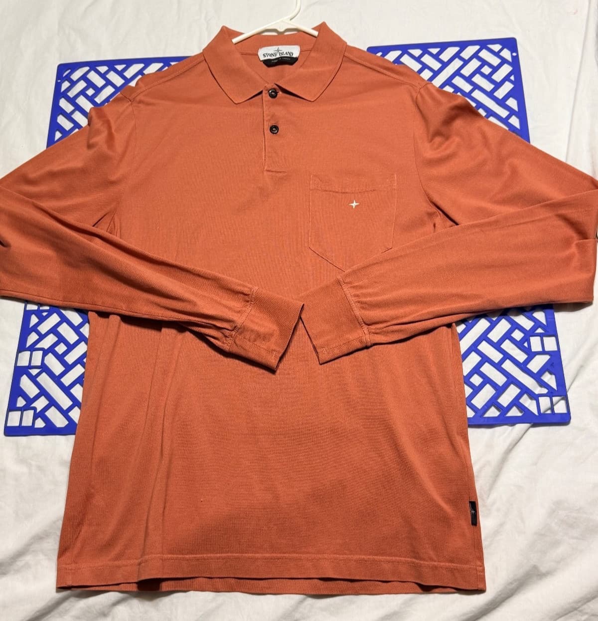 Stone Island Long Sleeve Polo Size LG Coral Excellent