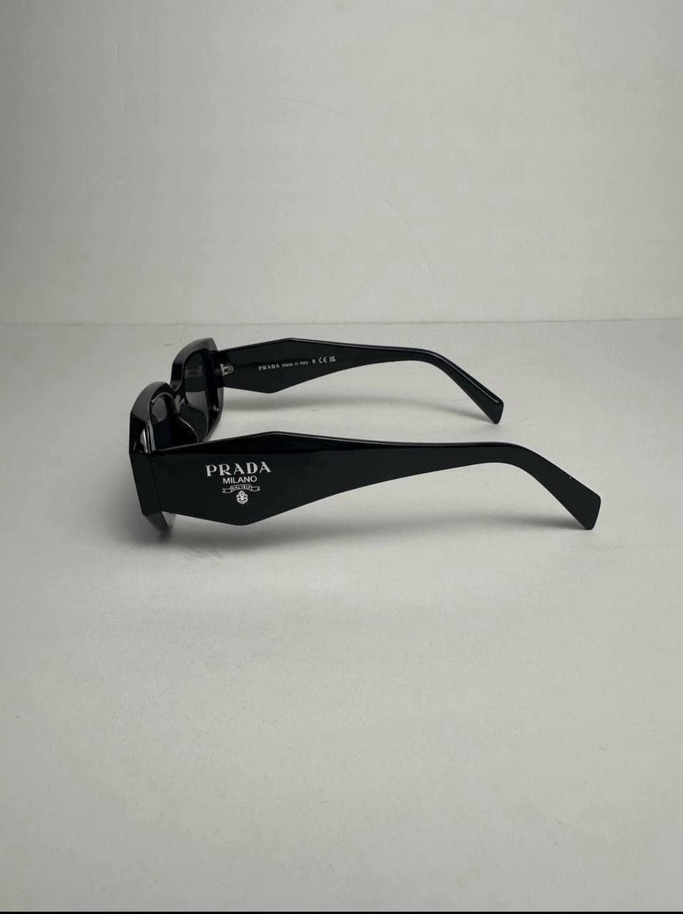 PRADA MILANO Men's Square Sunglasses Black Plastic Frame & Lens Designer thumbnail 2