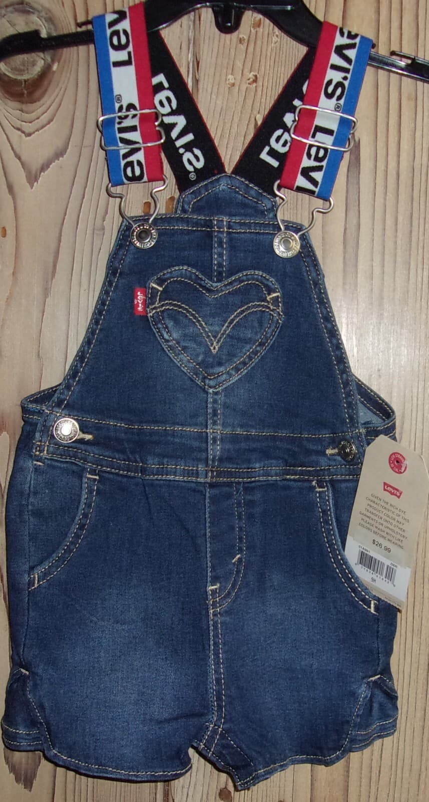 LEVI'S One Piece Denim Bib SHORTALL Size: 9 Months NWT $27 thumbnail 2