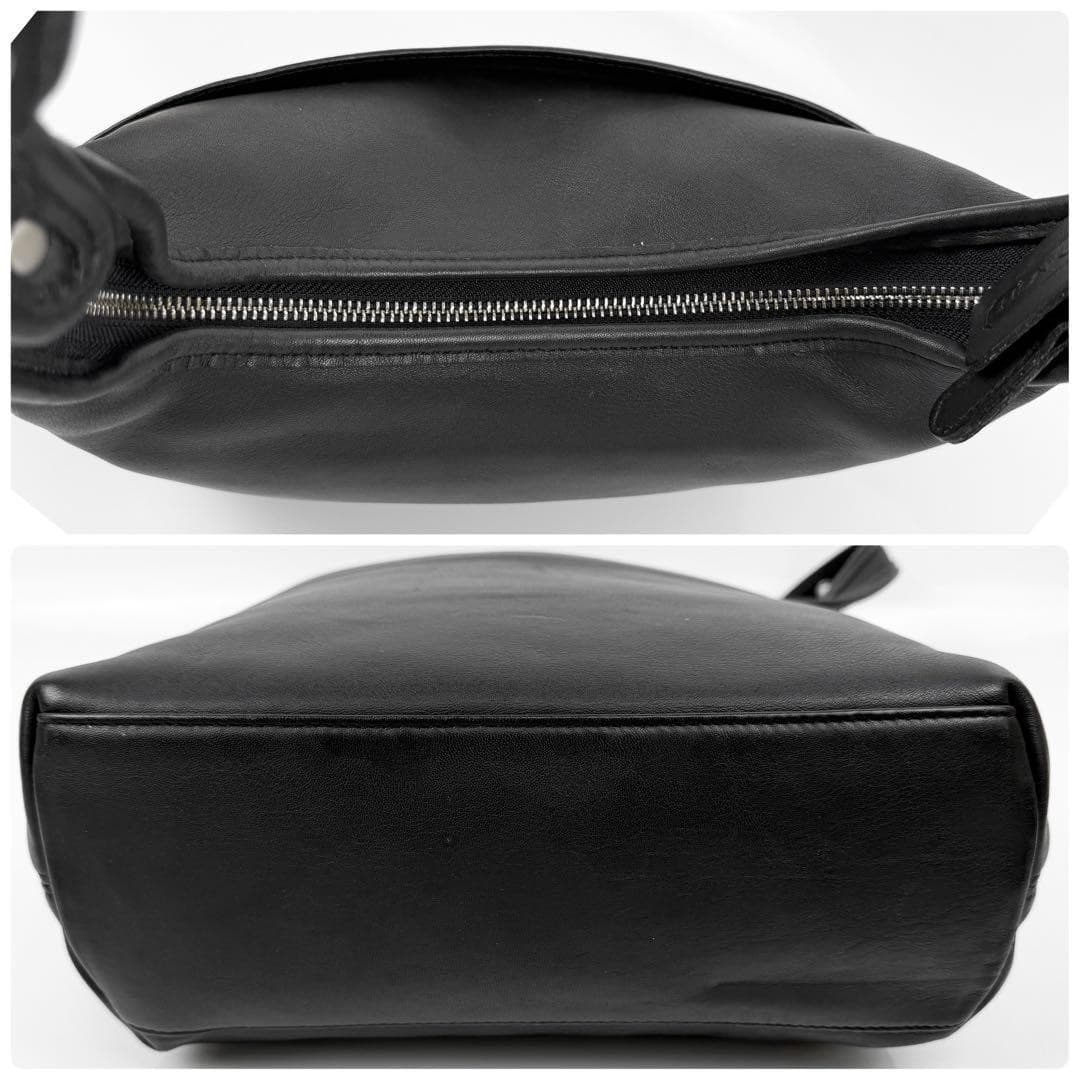 COACH 9058 Vintage Shoulder Bag Ziplock Leather Black Silver Hardware From Japan thumbnail 16