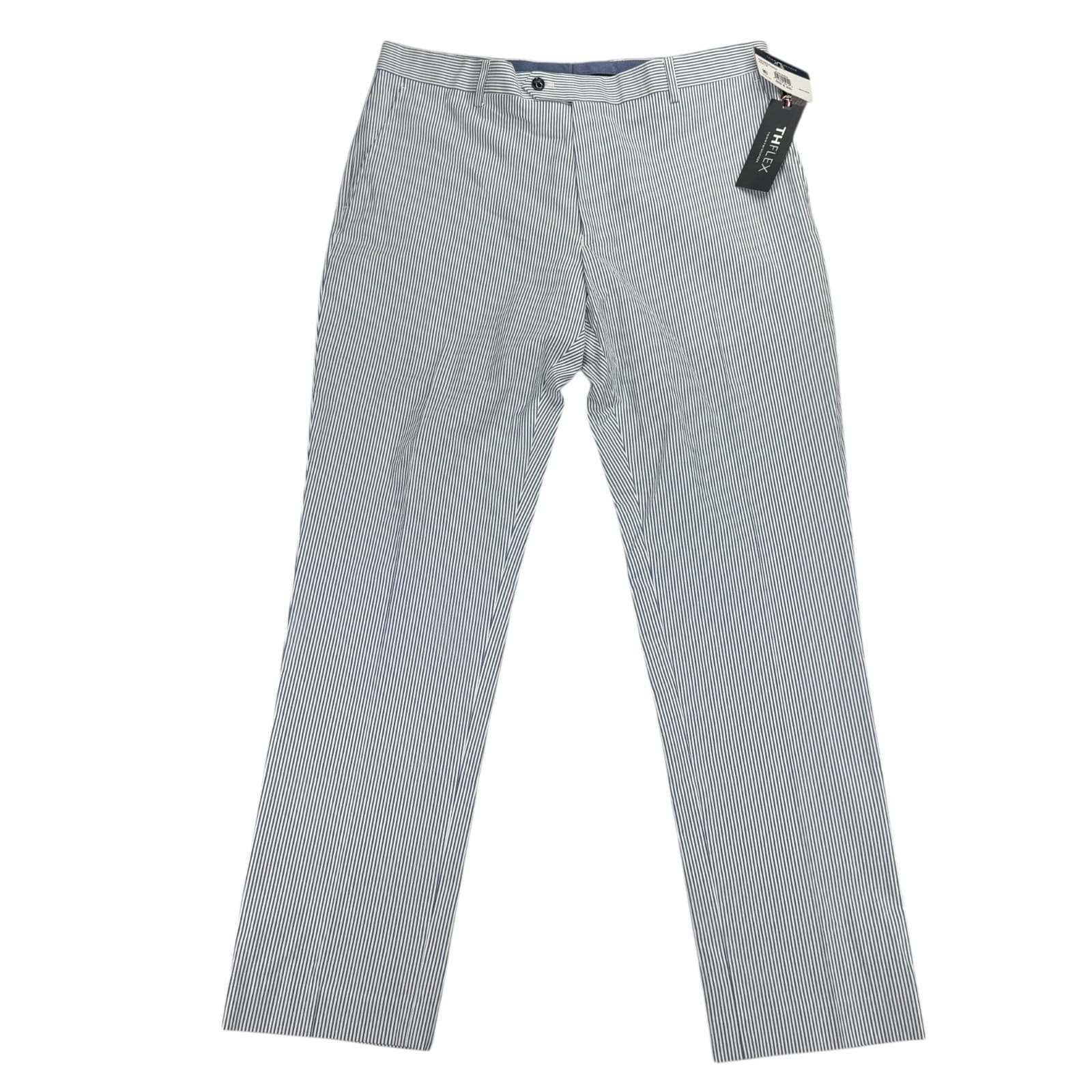 Tommy Hilfiger Mens TH Flex Modern Fit Seersucker Suit Pants Blue White 36x32