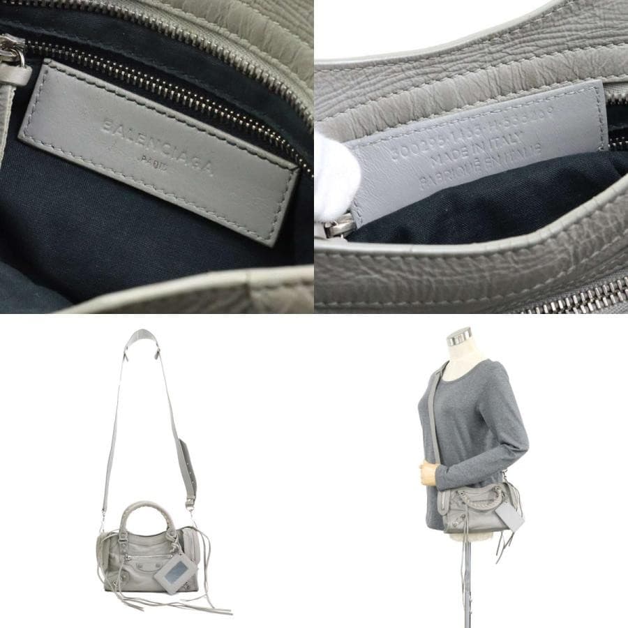 Balenciaga Light Grey Classic Mini City Leather Shoulder Bag Auth From Japan RIN thumbnail 10