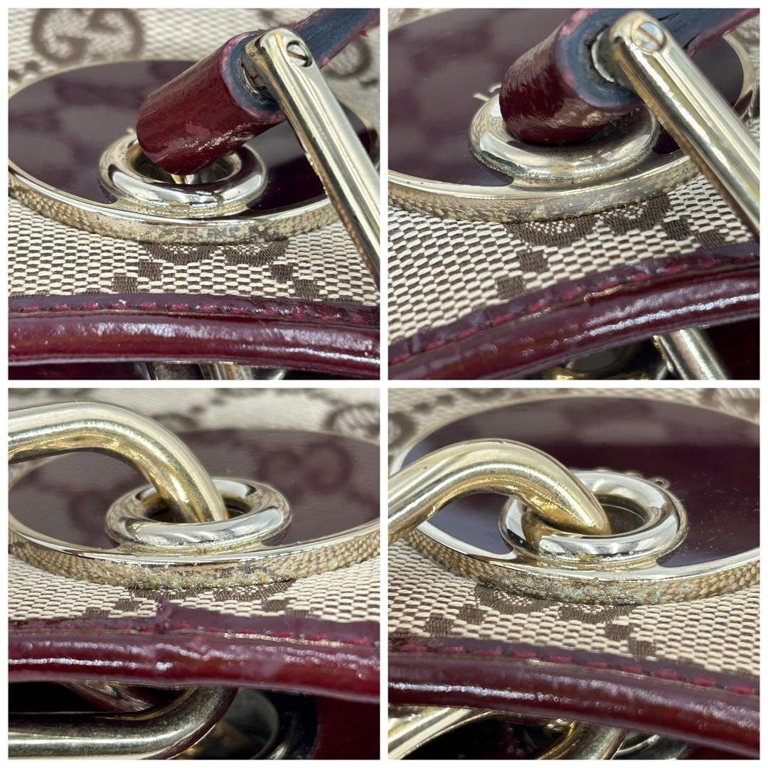 GUCCI 002058 GG Canvas Tote Bag Red Made in Italy Rare From Japan thumbnail 9