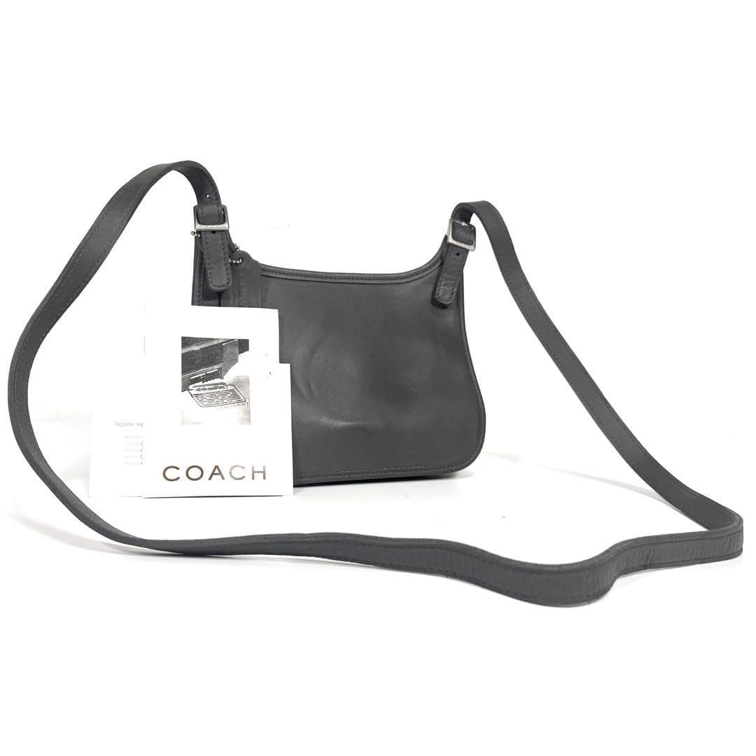 COACH 9142 Vintage Shoulder Bag Flaplock Leather Black Silver Hardware Japan thumbnail 13
