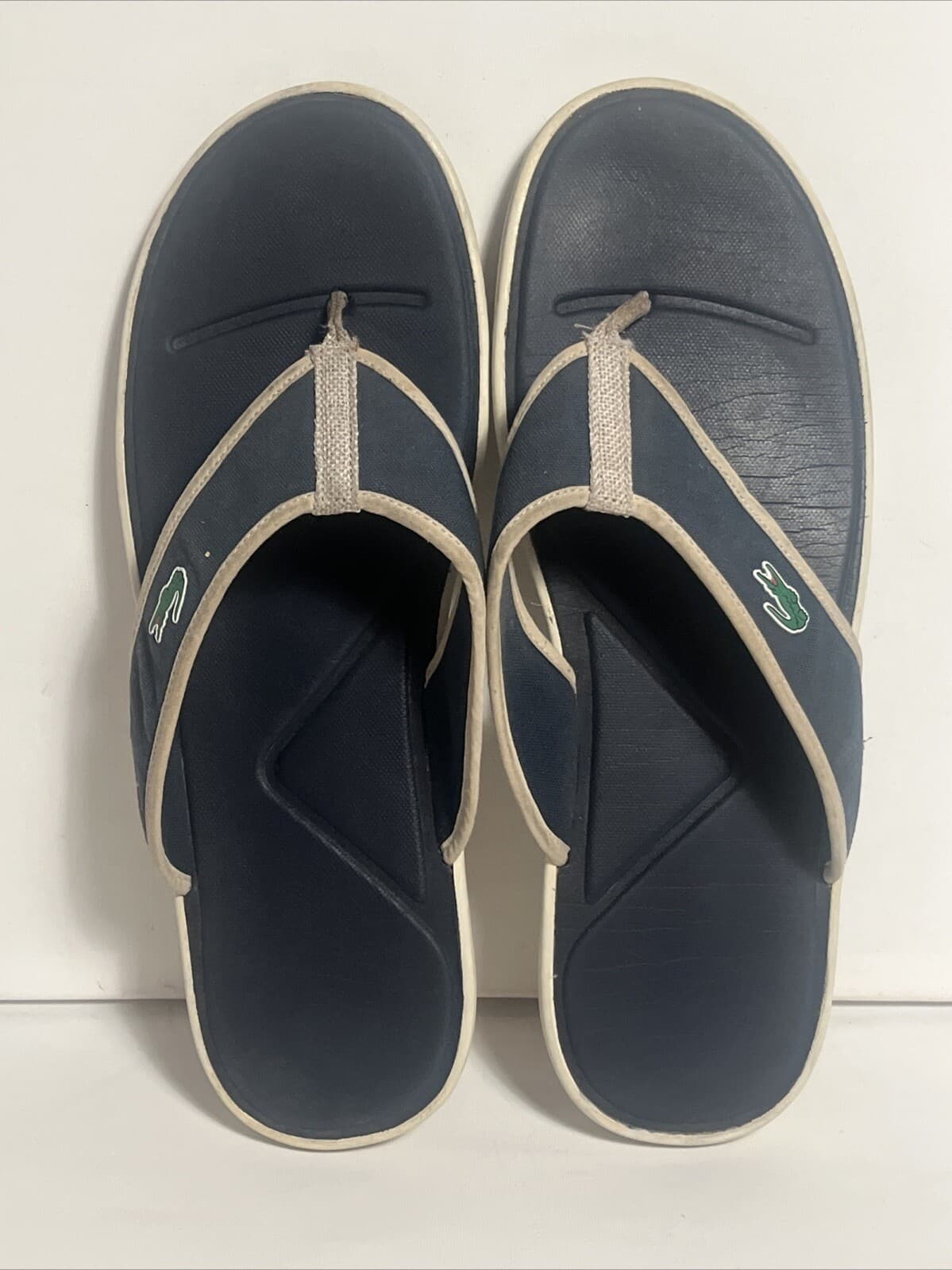 Lacoste L.30 Round Toe Flip Flops Sandals Navy Blue Size 17 US 15 UK