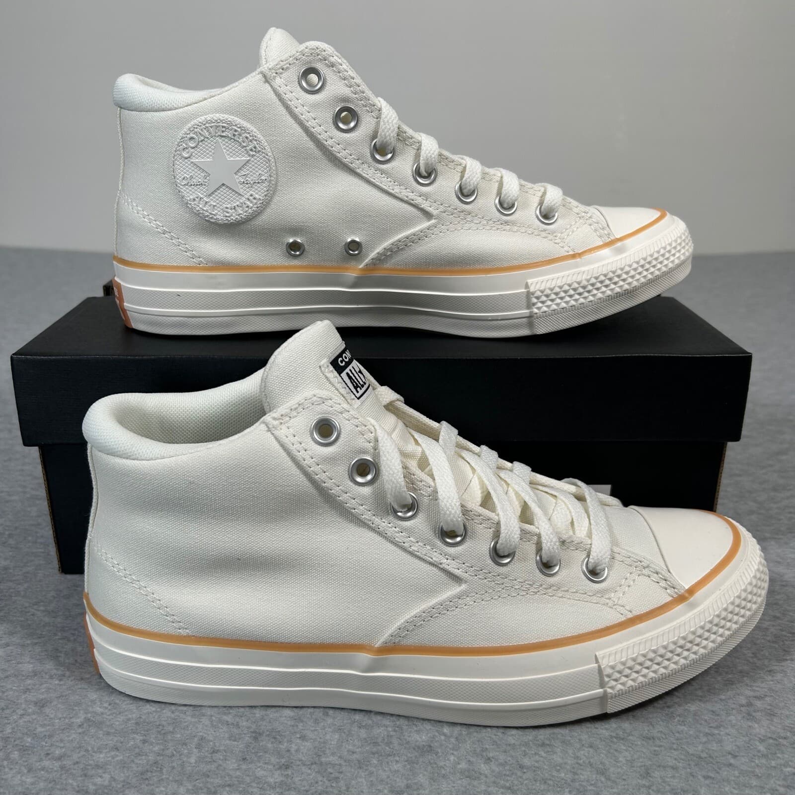 Converse Malden Street Mid Top Shoes Men 9 Egret Gum Vintage White Sneakers