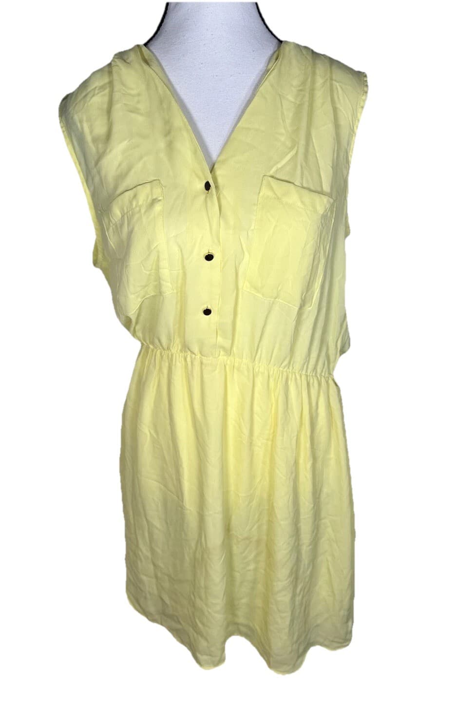 NWT Bright Yellow Sun Dress Sheer Sleeveless Size 12 H&M Above The Knee Party