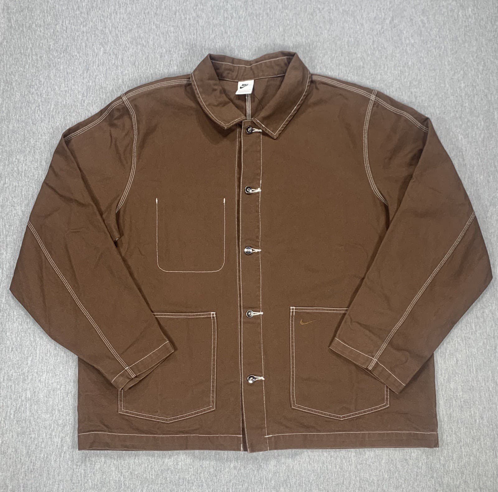 Nike Life Canvas Chore Coat Button Jacket Mens Size XL Brown FN0356-259
