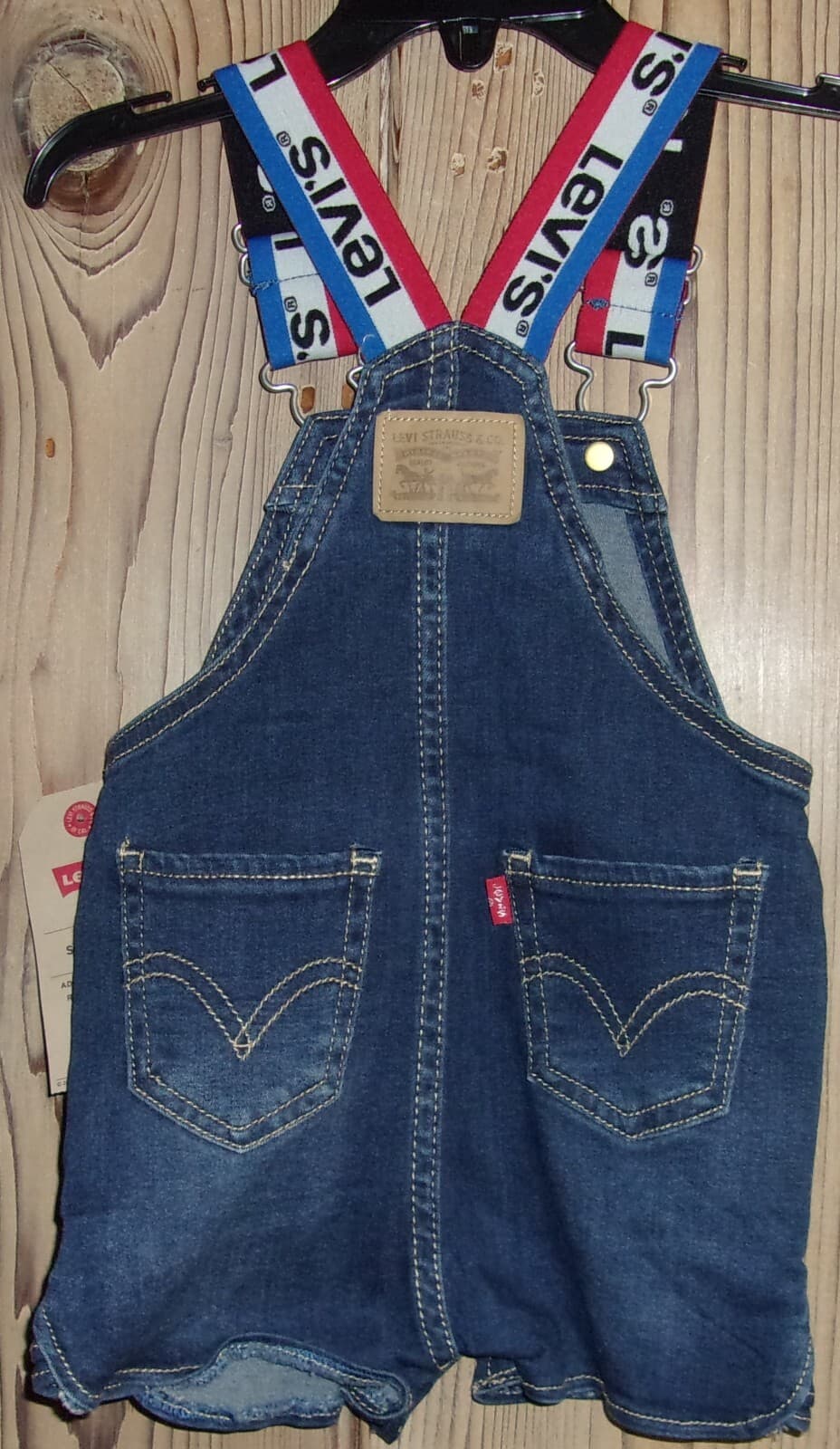 LEVI'S One Piece Denim Bib SHORTALL Size: 9 Months NWT $27 thumbnail 3