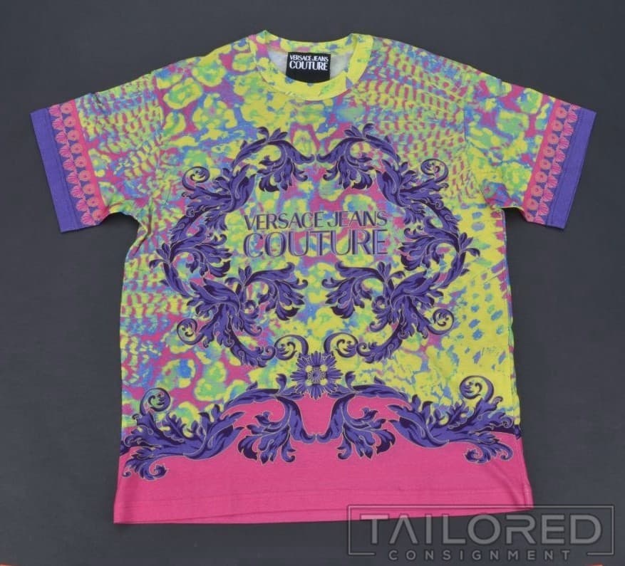 NWT $599 - VERSACE JEANS COUTURE Colorful Animalier Baroque Luxury T-Shirt LARGE