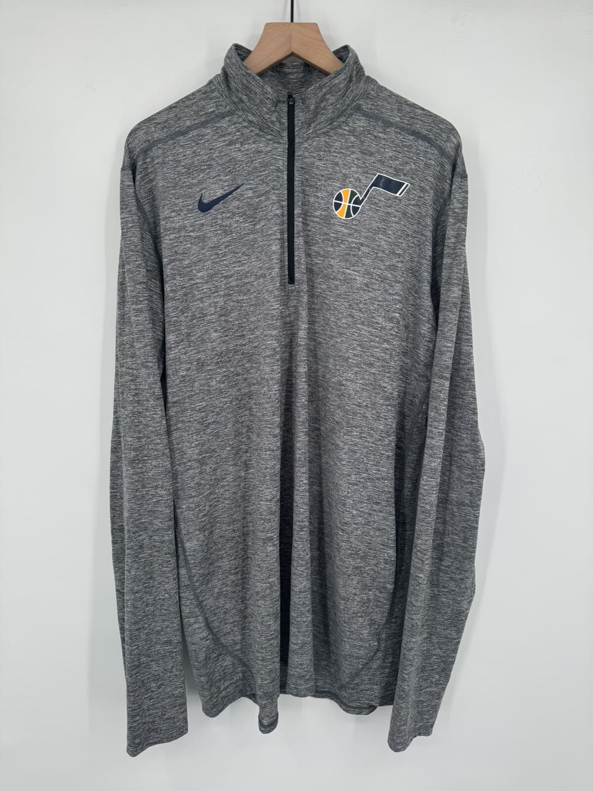 Nike Utah Jazz Sweatshirt Mens XLT Gray Dri-Fit 1/4 Zip Team Issue Authentic NBA