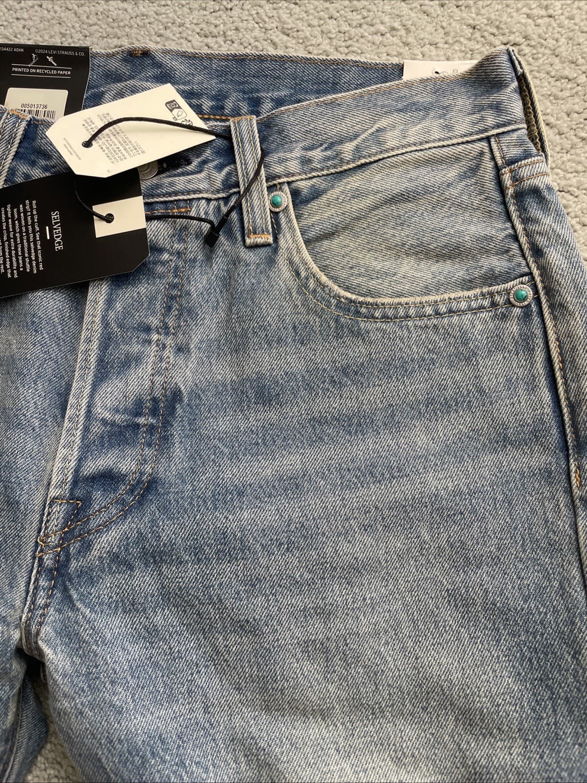 Levi's Premium Big E 501 Original Fit Selvedge Blue Jeans Men's Size 28 X 30 Fly