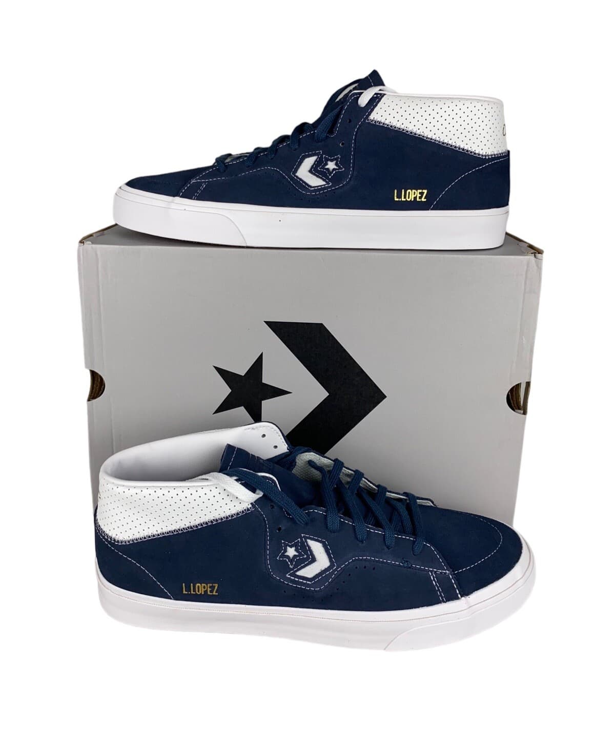 NEW Converse Louie Lopez Pro Mid Suede Blue White Shoes Mens Size 13 A06235C