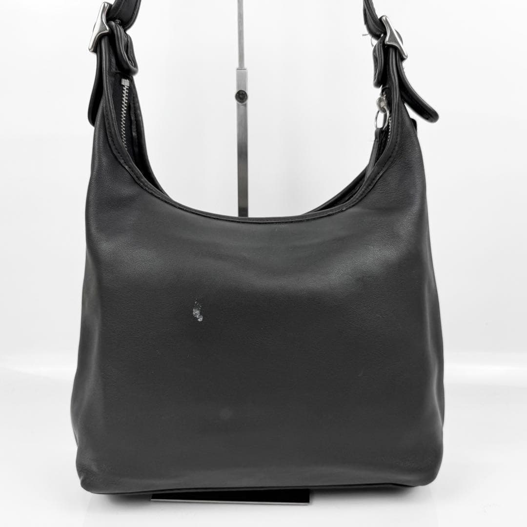 COACH 9058 Vintage Shoulder Bag Ziplock Leather Black Silver Hardware From Japan thumbnail 4